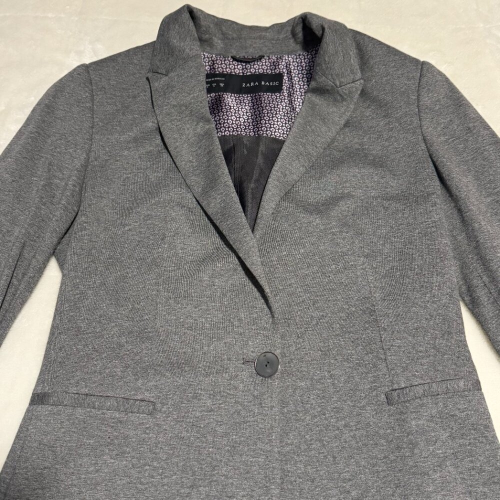 Zara Basic Women's One Button Blazer Gray Size Sm… - image 2